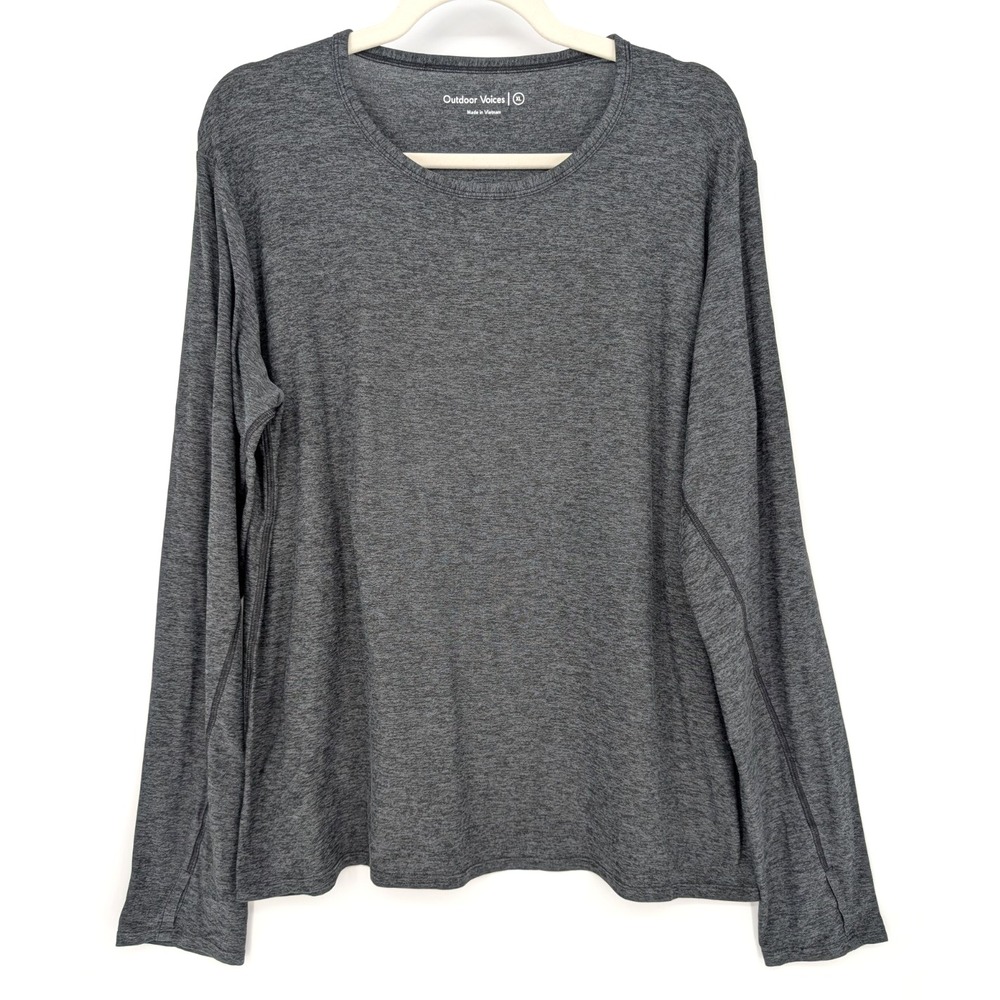 Outdoor Voices CloudKnit Boxy Long Sleeve Top Womens XL Charcoal Athleisure Tech